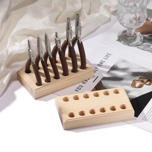HEALMEYOU Wooden Pliers Storage Holder Mini Non Slip Multi-slots Wood Stand Creative Space Saving Wire Cutters Holder DIY Work
