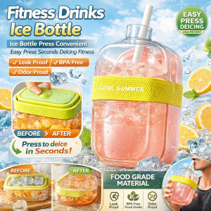 ❄️✨Cool Ice Cube Mold: Easy-Release Quick-Freeze Leak-Proof & Stylish Design Touch-Free Health Guard Straw-Convertible Bottle For Outdoor Sports Fitness