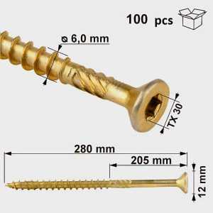 6mm Wood Screws Heavy Duty Torx 200PCS Self Tapping Rust Resistant TX Countersunk KLIMAS WKCS Made In Europe Hardwood Screw 6x50mm 6x60mm 6x70mm 6x80mm 6x90mm 6x100mm 6x120mm 6x140mm 6x160mm 6x180mm 6x200mm 6x220mm 6x240mm 6x260mm 6x280mm 6x300