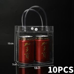 10PCS Plastic Transparent Gift Bag PVC Material Tote Bag Reusable Handle Bag Childrens Day Gift