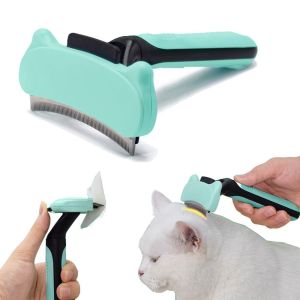 QEFEE Open Knot Cat Hair Removal Comb Dense Tooth Removes Undercoat Pet Fur Knot Cutter Universal Comfortable Grip Pet Hair Deshedding Brush Knotted Hair