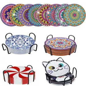 ANGY Shining Diamond Painting Coasters Kit: A Rustic & Stylish Mandala Design