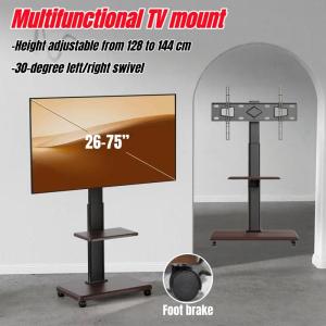Mobile TV Stand Height Adjustable TV Stand with Wheels Tray for Audio-Visual Devices Rolling TV Stand