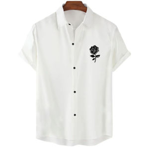 For Men Shirt Fashion Casual Beach Party Short Sleeve Male Hawaii Shirts Clothing Summer Soft Breathable Solid Color Flowers Shirts