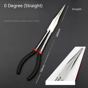 KENJE 1Pcs 11 Inch Long Nose Pliers 280mm Long Handle Carbon Steel Circle Nose Pliers Durable 0 25 45 90 Degree Tips Plug Puller Pliers for Industrial DIY Car Repair