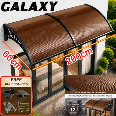 【50-year life span】Heavy-duty Awning Canopy 60x100cm 60x300cm 80x300cmwith with Bracket Frame for Door and Window Silent Outdoor Rain Cover Sun Protection Canopy waterproof makapal Sun Shelter Anti UV Easy Can be spliced Canopy Shade