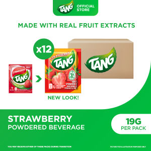 Tang Instant Drink Mix - Strawberry Flavor 19g with Vitamins and Minerals C D and Zinc (Set of 12)