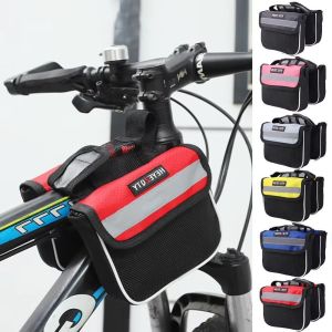 NOBLELUX Large Capacity Bicycle Saddle Bag Waterproof Double-Side Pockets Bicycle Front Beam Bag Universal Oxford Cloth Cycling Phone Bag Cycling Accessories