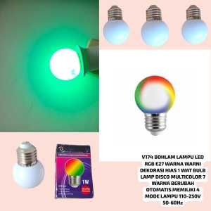 V174 BOHLAM LAMPU LED 7 WARNA TIDUR SLEEP RGB E27 WARNA WARNI KELAP KELIP DISKO DEKORASI HIAS 1 WAT.
