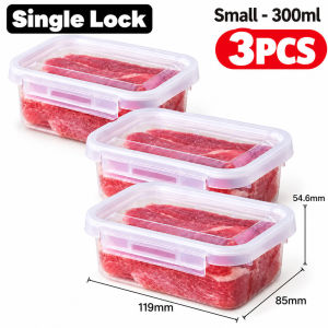 3 Grids PP5 Food Organizer Container 3 Compartment Kitchen Storage Box Transparent Vegetable Ingredient Refrigerator Organizer