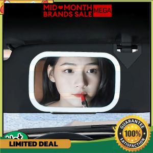 Rechargeable Car Sun Visor Vanity Mirror LED Adjustable Brightness Anti-Glare Portable