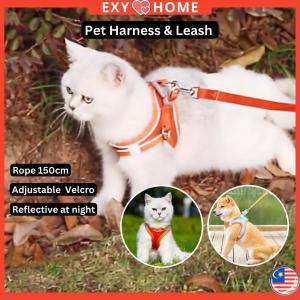 Cat Rope Pet Collar Harness Leash Adjustable Vest Strap Puppy Kitten Traction Kolar Rantai Tali Kucing Berjalan Panjang