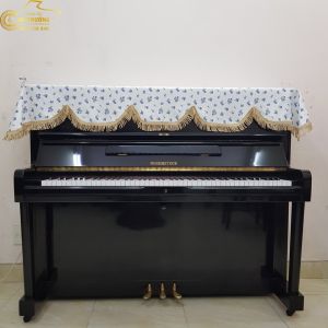 Khăn phủ đàn Piano nền vải trắng hoa xanh