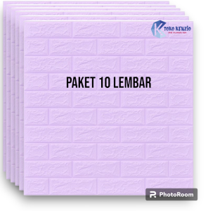 [ PAKET 10 LEMBAR ] Wallpaper 3D Foam Batu Bata / Sticker Dinding Timbul Warna UNGU