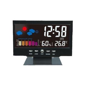 Termometer Skrin Berwarna Higrometer Jam Elektronik Jam Loceng.