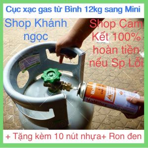 Đầu sạc gas mini từ bình gas 12kg sang bình gas mini Đầu chiết gas mini +Tặng kèm 10 nút nhựa và ron chất liệu đồng nguyên khối