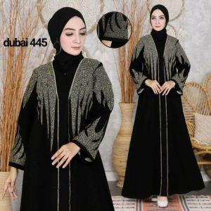 Galeri Abaya - Gamis Hitam Dubai 445 Bahan Jetblack Saudi HQ Resleting DEPAN BUSUI Invisible Zipper Model Jepang Bordir Warna Gold Leher bulat O Size S M L XL Abaya Id - Abaya Elhabsyi - Baju Muslim - Busana Muslim - Dress - Pakaian Wanita - Jumpsuit