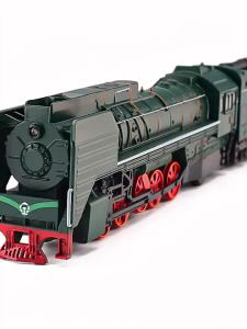 2026 1/87 Classic Retro Train Model with Sound and Light Inertia Alloy Car Collection Decorations Toys Birthday Gifts