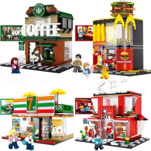 Sembo Block Mini Street (Aple SOHO Florist Ramen) Building Blocks Webuild 601020_601022_601023_601024 Permainan WeBuild