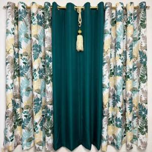 CLARION PRINTED WITH TEAL COLOR OF THE YEAR CURTAIN SOLD PER SET 3IN1 6ft TO 10FT