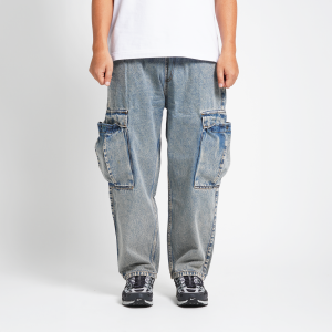 Superego Baggy Relaxed Cargo Denim Pants Snow Blue Tint BCD01B