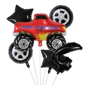 Paket Balon BLAZE AND THE MONSTER MACHINE Angka B / Dekorasi Ulang Tahun Hotwheels Race Car Mobil Truk