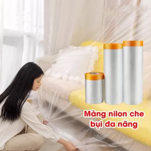 Màng bọc nilon che bụi nội thất đa năng che phủ ngăn bụi bảo vệ nội thất che sơn 1 đầu dán dính-HAUSE