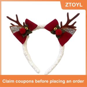 【ZTOYL】 Christmas Decoration Christmas Tree Headband Cute Cartoon Reindeer Antlers Hair Band Festival Party Decor Hair Accessories Gift