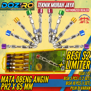 DOZIRO Mata Obeng Angin Limiter S2 Screwdriver Bit PH2 x 65mm Stopper Magnet Impact Bit Gypsum Set 10 Pcs BLITZ TEKIRO