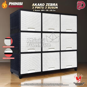 Lemari Pakaian Plastik AKAKO ZEBRA 3 Pintu 2 3 Susun Laci 6 9 Pintu Putih Rotan MURAH KUAT KOKOH