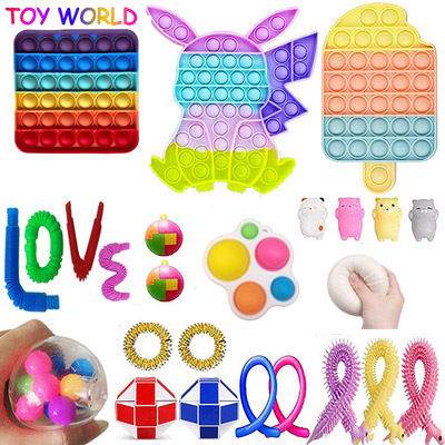 Pop it fidget toy full set box rainbow sensory Pop Bubble Sensory ...