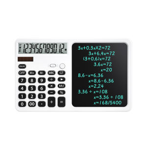 [SG] LCD Writing Tablet with Solar Calculator 2-in-1 - 12-Digit Portable Notepad Memo Office Student