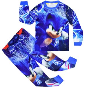 Kids Boy Printed Pajamas Set Movie Cartoon Sleepwear Sonic Nightwear Home Wear Pyjamas Outfit  for 4 5 6 7 9 10 Years