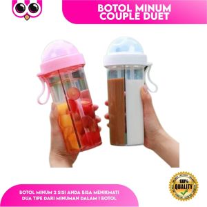[ BOTOL DUET ] BOTOL MINUM COUPLE DUET / BOTOL MINUM DUA SISI / DUET COUPLE BOTTLE TRAVEL 600ML