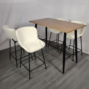 Wfurniture Rubber Solid Wood Dining Set 95cm Island Table Set Bar High Table Island Chair Set 吧台桌