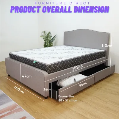 MUSE Design POLLARD Queen Size Drawer Storage Bed-Brown