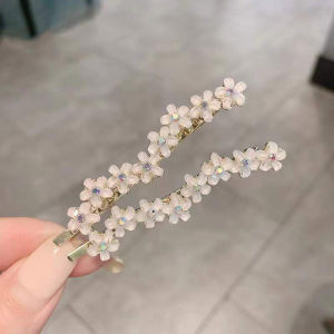 Personality Bling White Glass Flower Hairpin Rhinestone Word Clip Head Clip Bobby Pin Hair Accessories