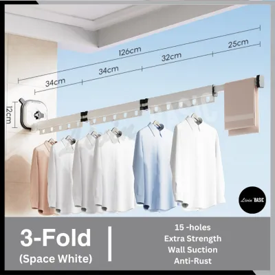 Portable Clothes Hanger Heavy Duty No Drill No Holes Wall Suction Strong Clothes Organiser Drying Rack