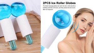 2pcs/Set Beauty Ice Hockey Energy Cryo Roller Ball Facial Cooling Ice Globes Water Wave For Face Eye massage Home Using Skin Care Tool