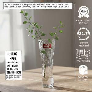 Bình Hoa Thủy Tinh Vuông Họa Tiết Vân Đá Băng Trôi - Lọ Cắm Hoa LHDL01 Thủy Tinh Mini Decor Bàn Ăn Quán Cafe Phong Cách Bắc Âu