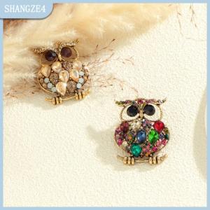 【SHANGZE4】 Fashion Vintage Rhinestone Lovely Owl Brooches For Women Clothing Coat Jewelry Accessries Gifts