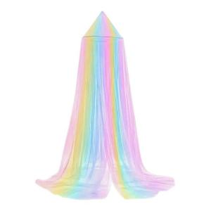 Large Dome Baby Bed Canopy Fly Net for Cribs with Rainbow Pattern Design Nursery Decors Bed Tulle Curtain