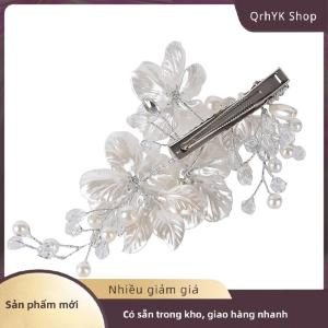 Hàng có sẵn✨ Cô dâu pha lê ngọc trai hoa tóc Clip trang sức tóc cưới phụ kiện tóc sang trọng