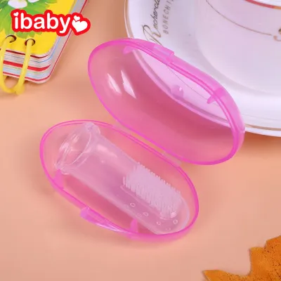iBaby Newborns Silicone Finger Toothbrush Teeth Massager Tongue Coating Cleaning Brush With Storage Box