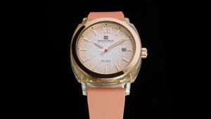 NAVIFORCE Original Calendar Watch for Women Quartz Movement Round Dial Luminous Hands 50m Waterproof Silicone Strap Lady Women Casual Light Watch NF6111