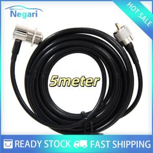 NG Motor✨ COD ✨ Car 1Pcs 5 Meter Extension Mount Cable RG58 PL259 UHF To SO239 Connectors Mobile Car Radio Antenna For Kenwood Yaesu ICOM For TM-261