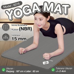 BG Sport Matras Yoga Alas Senam Lantai Yoga Mat Polos Karpet Olahraga Anti Slip 15mm (FREE STRAP)