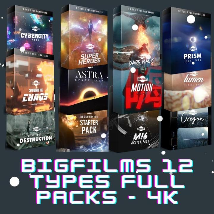 Full Pack BigFilms 12 Types Full Packs【4K Elements】For Pr, Final Cut Pro, DaVinci ...