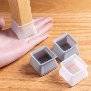 8pcs Square Silicone Chair Silent Leg Covers Thickened Furniture Table Chair Leg Cover Protector Feet Pads Non-slip Caps Foot Protection Bottom Cover Wear Resistant Wooden Floor Protective Cover