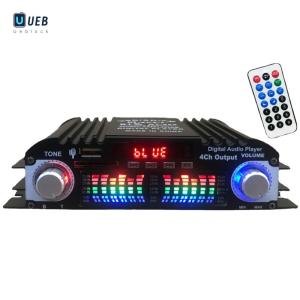 Ueblock✈ 1600W Peak Power Digital 4 Channel Audio Amplifier Remote Control Bluetooth-Compatible 4 Channel HiFi Stereo AMP FM USB Mini HIFI Digital Stereo Amp